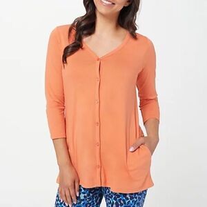 LOGO Principles by Lori Goldstein 3/4 Sleeve Cardigan